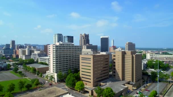 Aerial Drone Footage Downtown Birmingham Alabama Usa — Stock Video