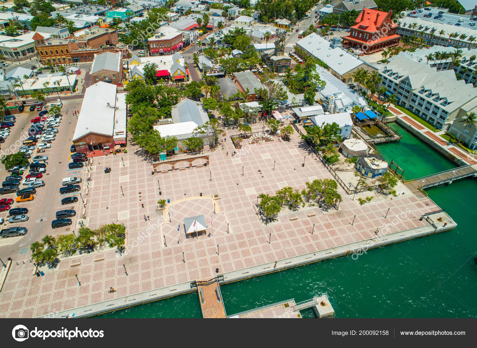 Aerial Drone Photo Mallory Square Key West Florida Usa — Stock Photo