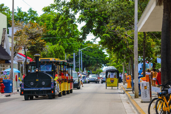 KEY WEST, FLORIDA, USA - JUNE 9, 2018: Summer time street photos of Key West a world famous tropical tourist travel destination in South Florida 