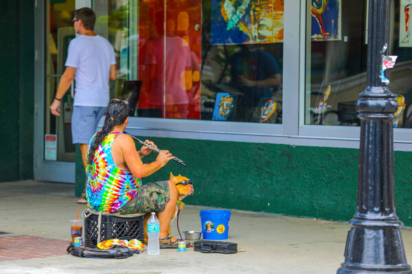 KEY WEST, FLORIDA, USA - JUNE 9, 2018: Summer time street photos of Key West a world famous tropical tourist travel destination in South Florida 