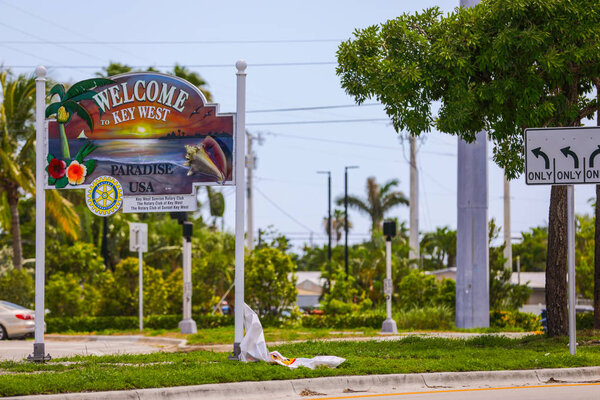 KEY WEST, FLORIDA, USA - JUNE 9, 2018: Summer time street photos of Key West a world famous tropical tourist travel destination in South Florida 