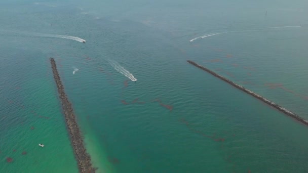 Aerial Miami Beach Inlet Jetty — Stock Video