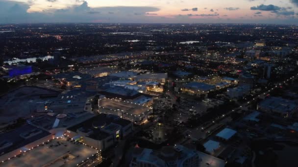 Luchtfoto Nacht Schot Van Aventura Mall Florida Filmische — Stockvideo