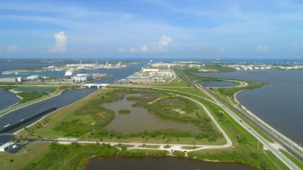 Cena Drones Aéreos Port Cape Canaveral Florida — Vídeo de Stock