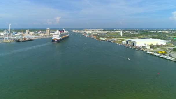 Letecká Drone Scéně Port Cape Canaveral Florida — Stock video