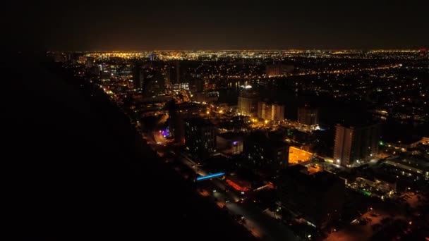 Aerial Fort Lauderdale Beach Night Footage — Stock Video