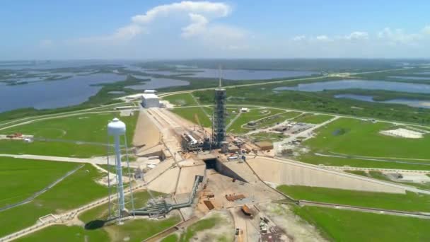 Aerial Footage Rocket Launch Site Cape Canaveral Florida Nasa Space — Stock Video