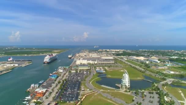 Antenn Drönare Scen Port Cape Canaveral Florida — Stockvideo