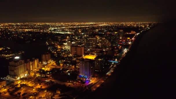 Night Aerials Fort Lauderdale Beach 24P — Stock Video