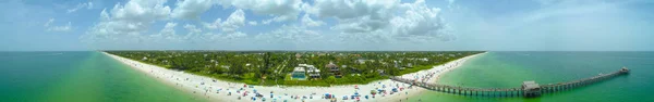 Imagem Aérea Drone Nápoles Beach Florida Costurado Com Ângulo — Fotografia de Stock