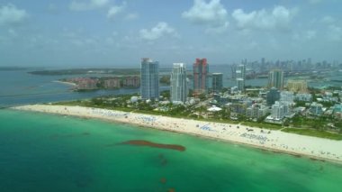 Hava yaklaşan Miami Beach dron görüntüleri 4k