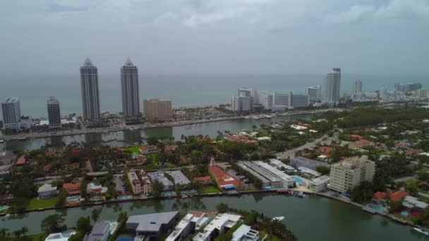 空中飞行无人驾驶飞机迈阿密海滩佛罗里达 Hyperlapse — 图库视频影像