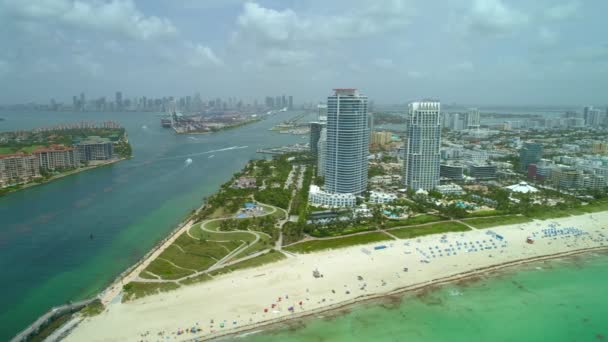 Aerial Laterala Flyover Tur Miami Beach — Stockvideo