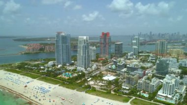 Miami Beach Lüks highrise condominiums okyanus hava uçak video