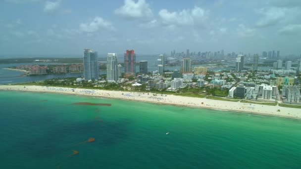 Schilderachtige Miami Beach Drone Video 24P — Stockvideo