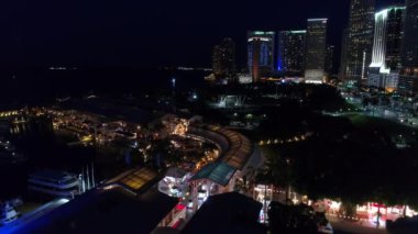 Geceleri hava dron video Miami Downtown Bayside mesire
