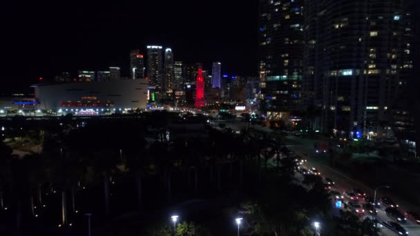 Luchtfoto Downtown Miami Stad Scène — Stockvideo