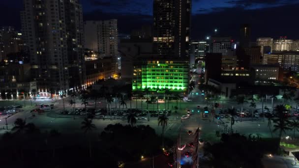 Miami Usa Июля 2018 Года Aerial Downtown Miami Holiday Inn — стоковое видео