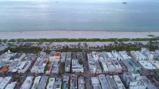 Imágenes Aéreas Aviones Tripulados Miami Beach Sobre Edificios Vista Playa — Vídeos de Stock