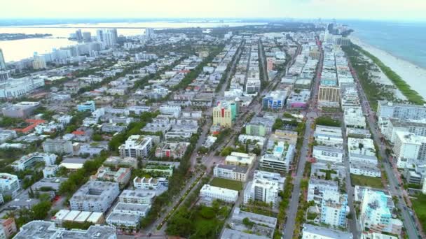 空中飞越南海滩迈阿密美国佛罗里达州 — 图库视频影像