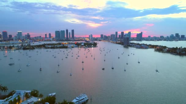 Downtown Miami Miami Yaklaşan Watson Adası Manzarası Güzel Hava Dron — Stok video