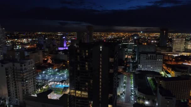 Bonito Miami Noite Drone Metragem — Vídeo de Stock