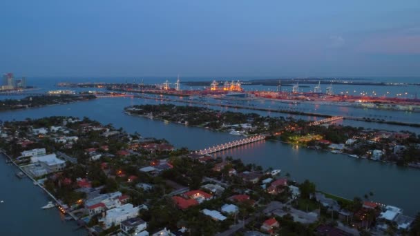 Beautiful Miami Waterfront Scene Port — Stock Video