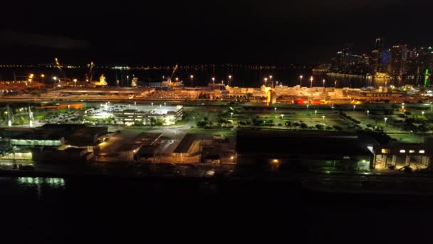 Νύχτα Βίντεο Λιμάνι Του Μαϊάμι — Αρχείο Βίντεο