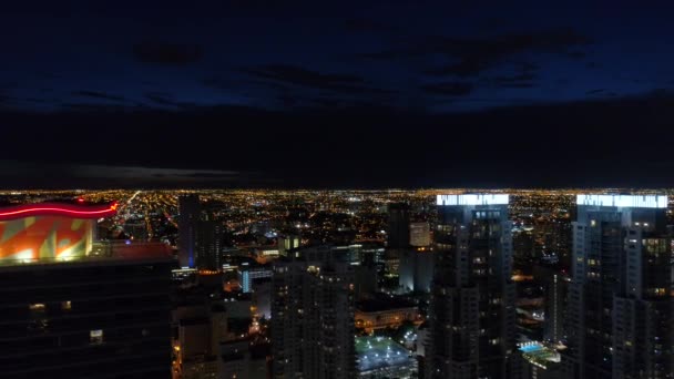 Luchtfoto Nacht Drone Beelden Miami Stranden — Stockvideo