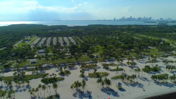 Aerial Crandon Beach Florydzie Ocean — Wideo stockowe