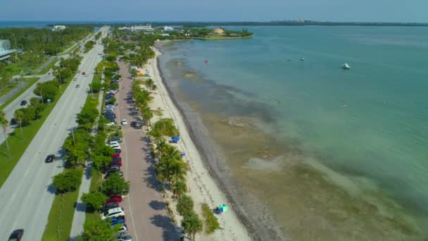 Aerial Footage Tropical Miami Beaches Key Biscayne — Stock Video