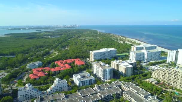 Εναέρια Key Biscayne Miami Florida Παράκτια Σκηνή — Αρχείο Βίντεο