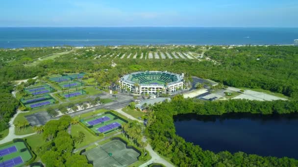 Luchtfoto Baan Tennisstadion Miami — Stockvideo