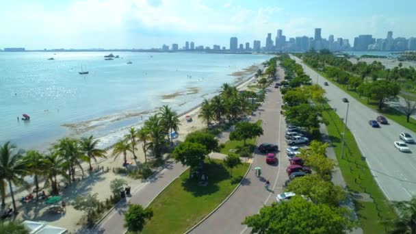 Видео Дрона Key Biscayne Florida Beach — стоковое видео