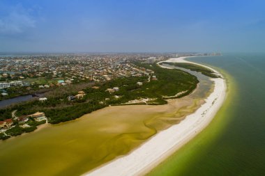 Aerial drone image of Marco Island and tigertail Beach Florida clipart