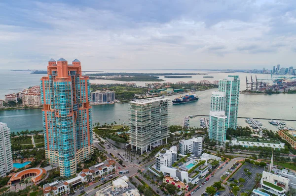 Obraz Letecké Dron Malebné Miami Beach Výhledem Fisher Island — Stock fotografie