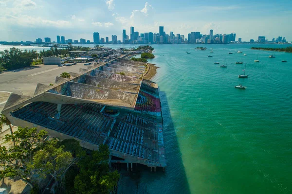 Luftbild Aufgegeben Miami Marine Stadion Key Biscayne — Stockfoto
