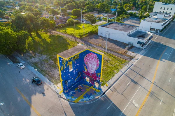 Miami Florida Usa Juli 2018 Antenn Drönare Bild Stadsdelen Miami — Stockfoto