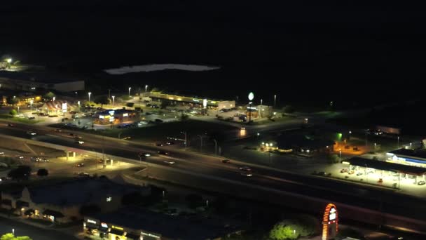 Noche Secuencias Del Abejón Aéreo Tanger Outlets San Marcos Texas — Vídeo de stock