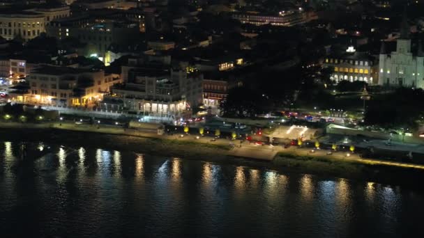 Images Aériennes Nuit Nouvelle Orléans Par Mississippi — Video