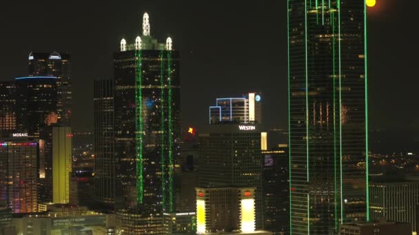 Vista Aerea Del Paesaggio Urbano Dallas Notte Texas — Video Stock