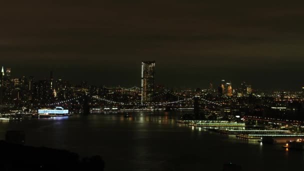 Aerial Footage Nyc New York City Night — Stock Video