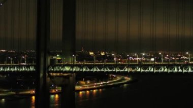 Hava New York Verrazano daraltır köprü 4 k gece görüntüleri