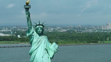 Heykel, özgürlük, New York, ABD havadan görünümü 