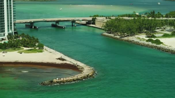 Luchtfoto Video Bal Harbour Jetty Smalle Hoek Closeup — Stockvideo