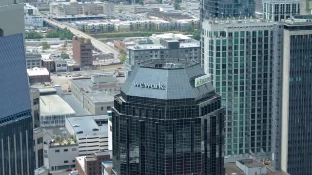 Nashville Verenigde Staten Augustus 2018 Antenne Wework Regio Bank Tower — Stockvideo