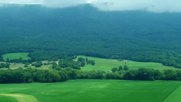 緑の山と田園農場風景 — ストック動画