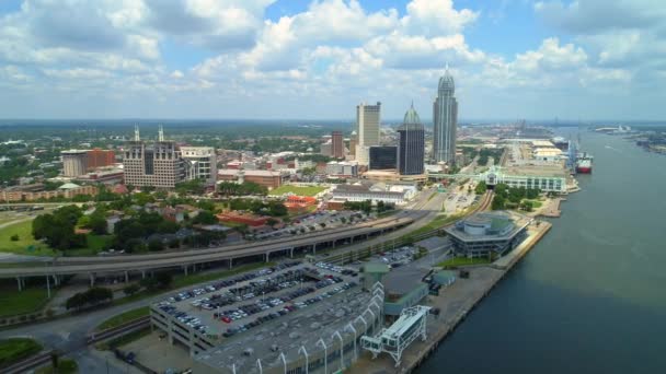 Légi City Tour Downtown Mobile Alabama 24P Hyperlapse Sped — Stock videók