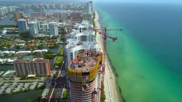 Légi Drone Ellenőrző Ritz Carlton Residences Sunny Isles Beach — Stock videók