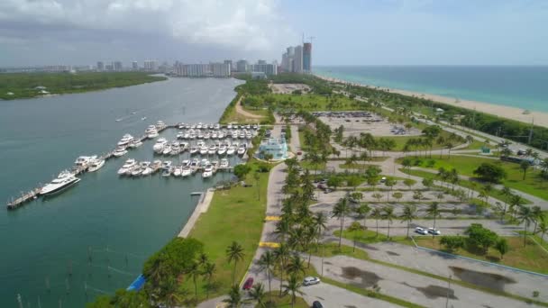Vista Aérea Del Haulover Beach Park Miami Océano Despejado — Vídeo de stock